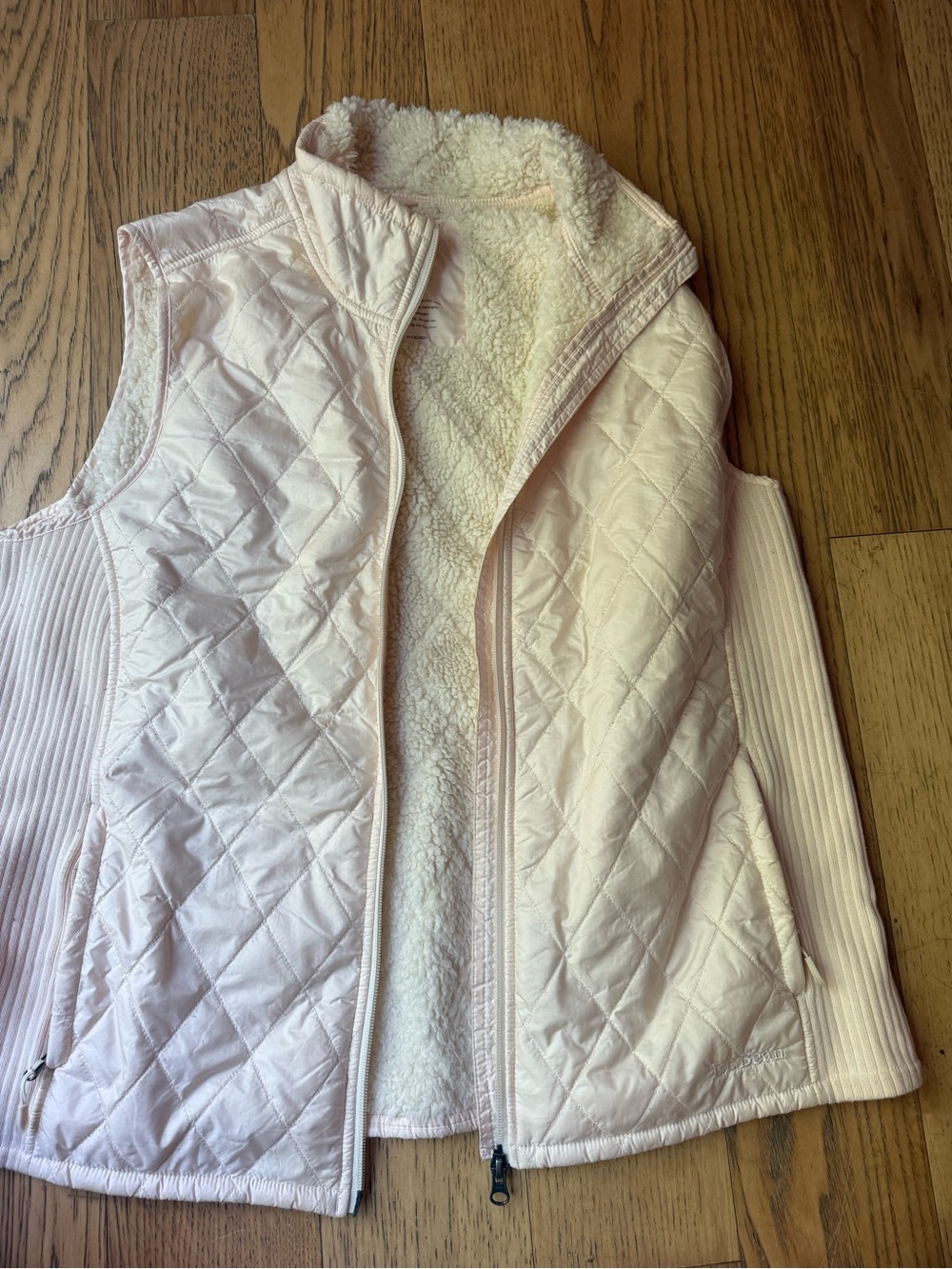 L.L. Bean Quilted Sherpa-Lined Vest in Cream